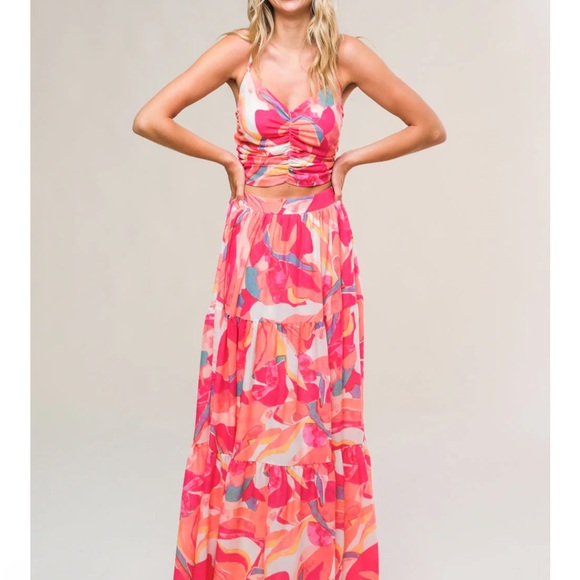 Flying Tomato Dresses & Skirts - Flying Tomato Pink and Orange Maxi Skirt
